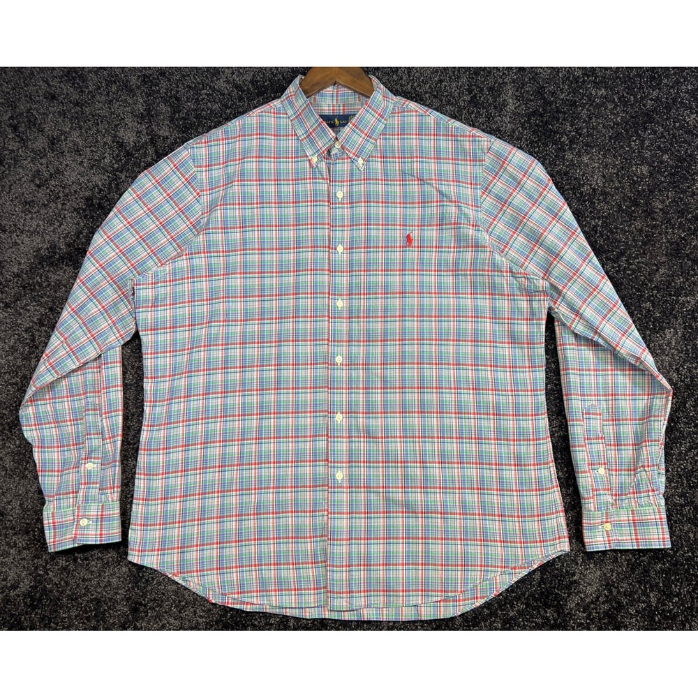 Ralph Lauren Plaid Button Down Shirt Mens XL Long Sleeve‎ Red Blue Green Yellow